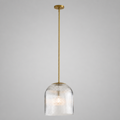 Crosby Modern Farmhouse Cooper Ribbed Glass Pendant Light for Dining Room 12