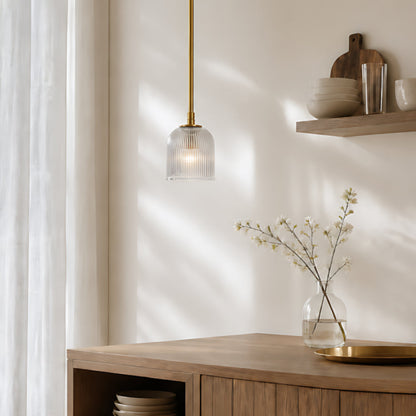 Crosby Modern Farmhouse Cooper Ribbed Glass Pendant Light for Dining Room 2