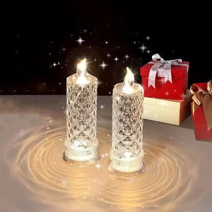 LuxRoyale Crystal Candle Light Romantic Glow No Mess Battery Powered - 4 Pcs