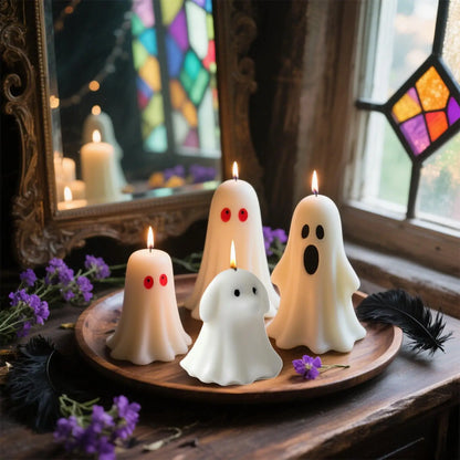 Cute Animal Puppy Kitten Spooky Silicone Mold DIY Ghost Aroma Candle Plaster Decoration Mould Halloween Candle Making Molds 2