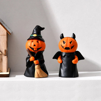 Cute Halloween Decor Set - Ghost Witch Pumpkin Resin Figurines for Home Tabletop Party Decorations 4