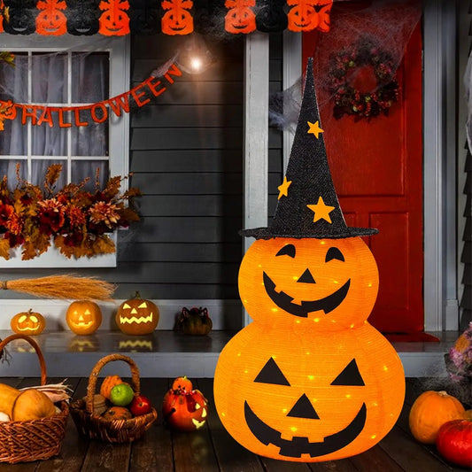 Cute Halloween Pumpkin Decorations Collapsible Jack-o-Lantern Pumpkin Lights for Indoor Outdoor Home, Party, Yard Decorations 0