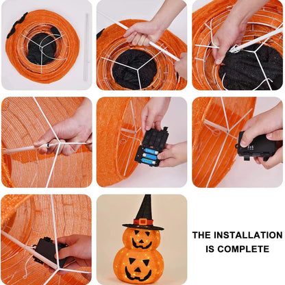 Cute Halloween Pumpkin Decorations Collapsible Jack-o-Lantern Pumpkin Lights for Indoor Outdoor Home, Party, Yard Decorations 5