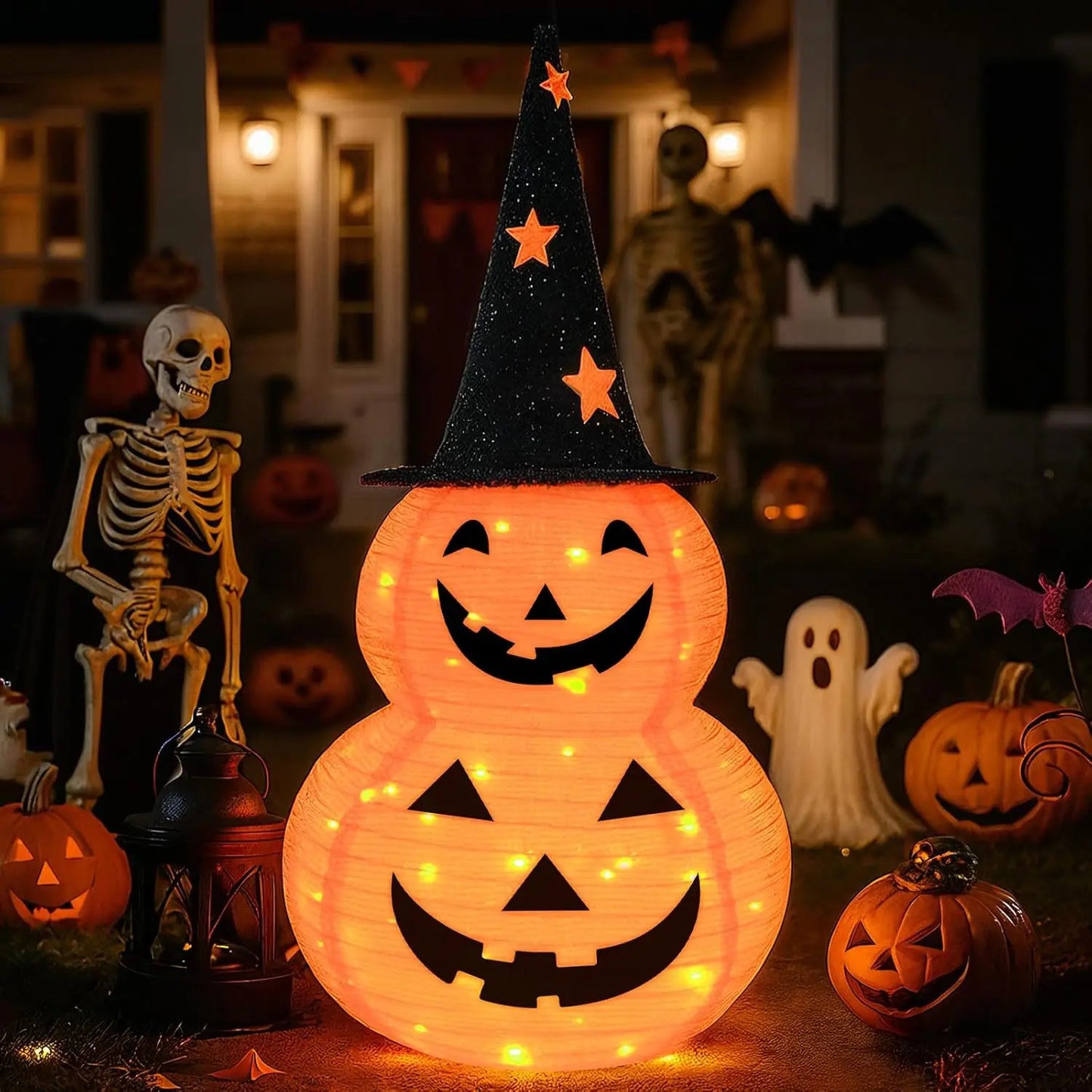 Cute Halloween Pumpkin Decorations Collapsible Jack-o-Lantern Pumpkin Lights for Indoor Outdoor Home, Party, Yard Decorations 6