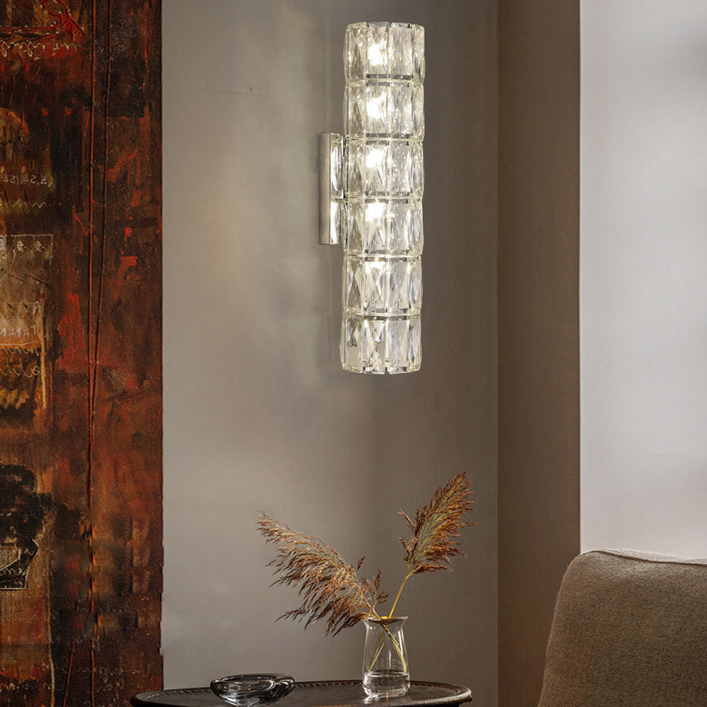 Cylindrical Crystal Three Step Dimming Light LED Modern Wall Sconces Lighting 1