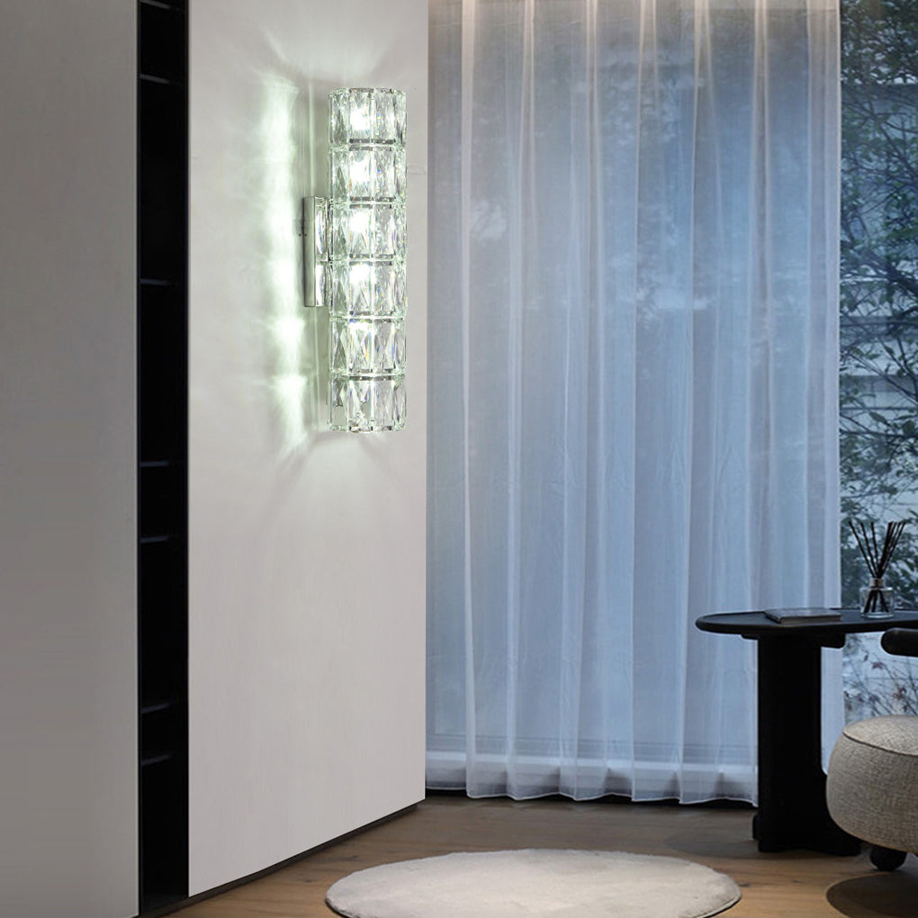 Cylindrical Crystal Three Step Dimming Light LED Modern Wall Sconces Lighting 2