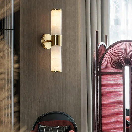 Cylindrical Lampatron Alabaster Wall Lamp 2