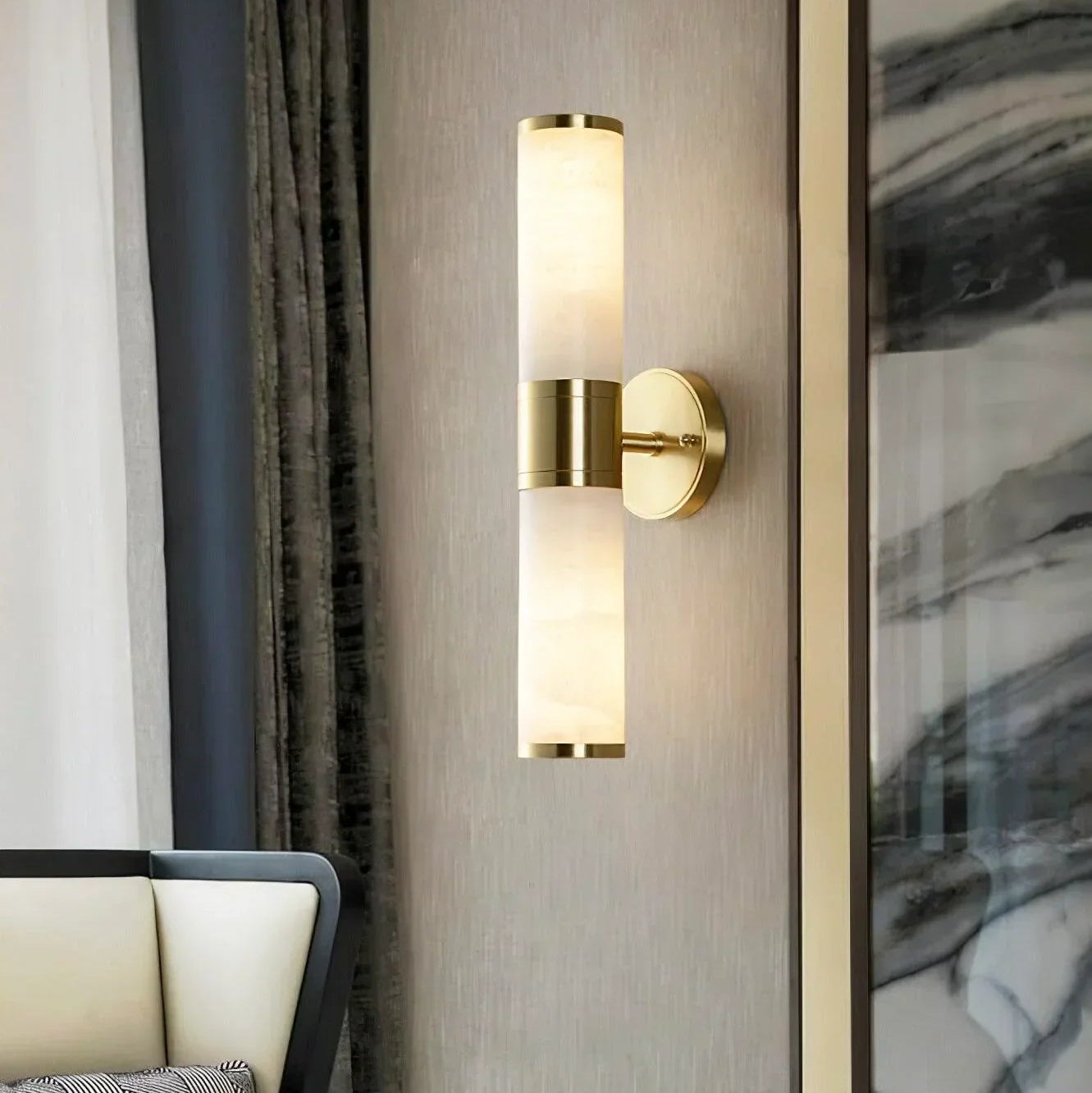 Cylindrical Lampatron Alabaster Wall Lamp 4