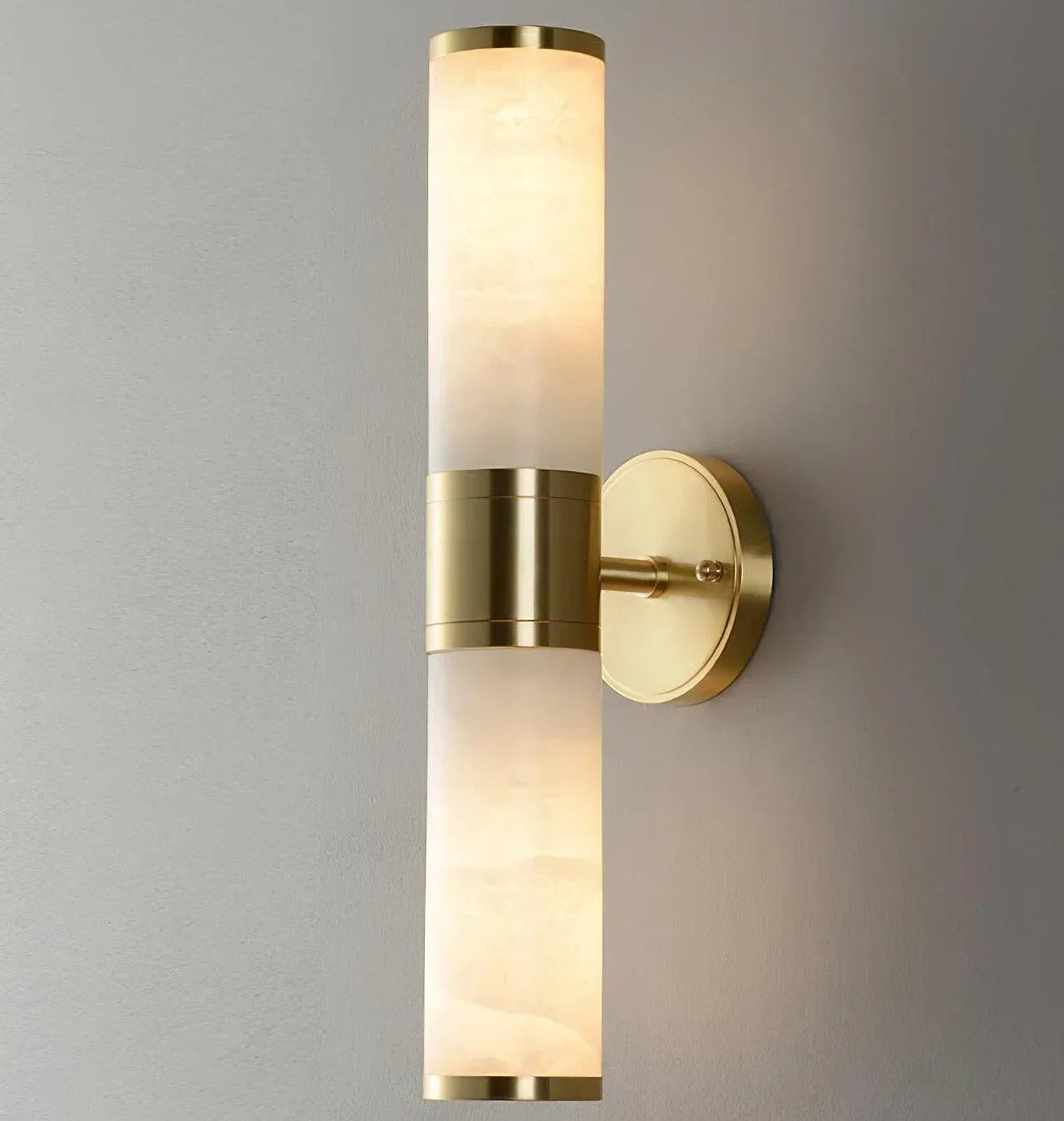 Cylindrical Lampatron Alabaster Wall Lamp 7