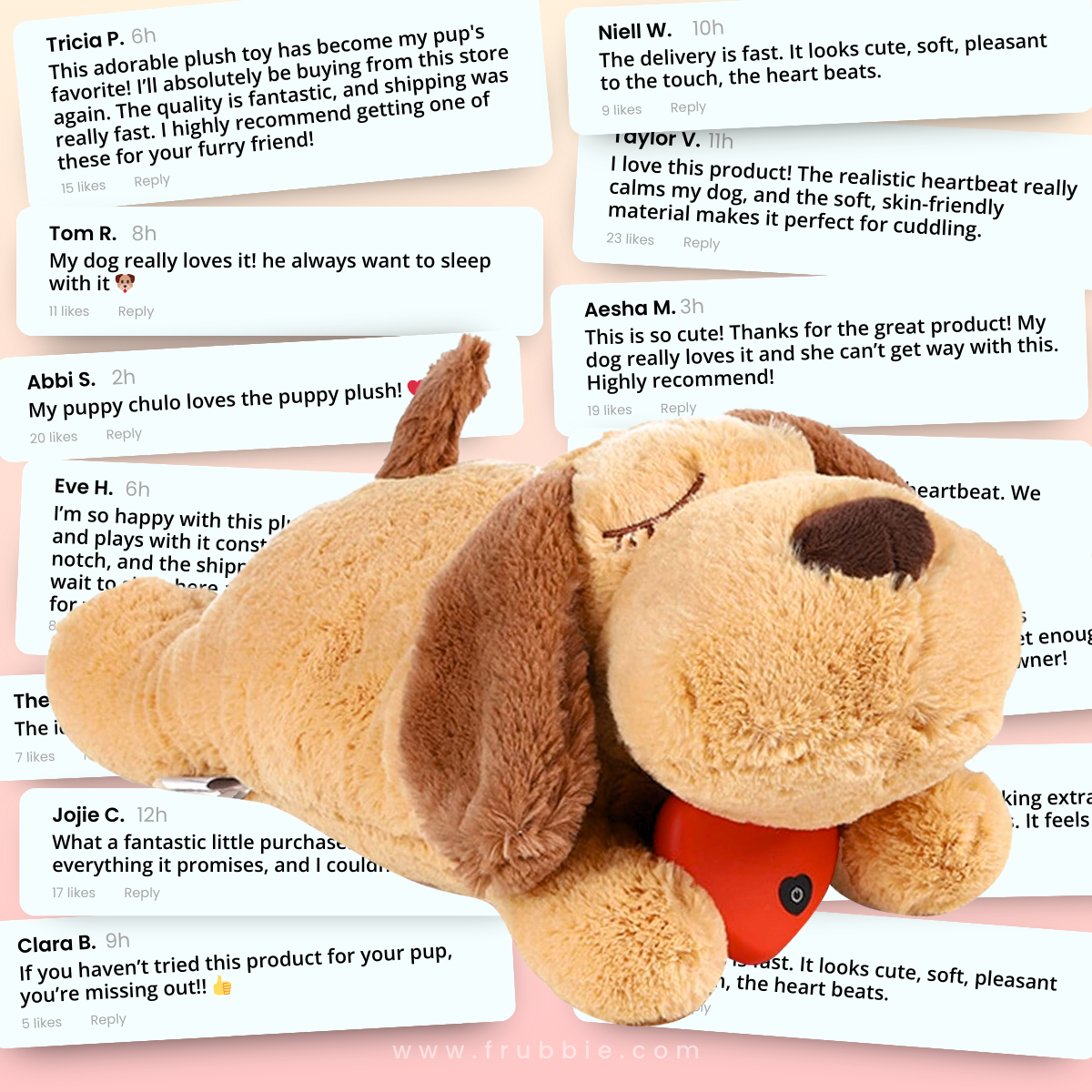 Pawellure Comforting Heartbeat Puppy Toy for Dog Anxiety Relief - Plush Cuddle Companion for Peaceful Sleep