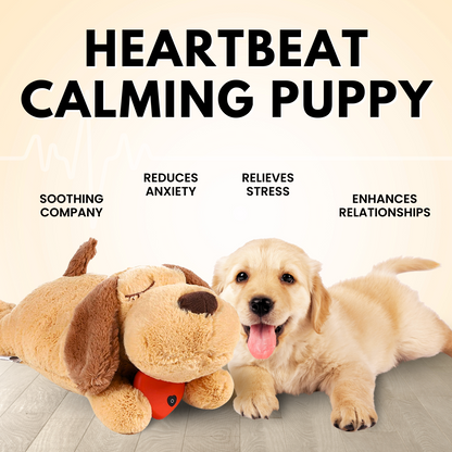Pawellure Comforting Heartbeat Puppy Toy for Dog Anxiety Relief - Plush Cuddle Companion for Peaceful Sleep