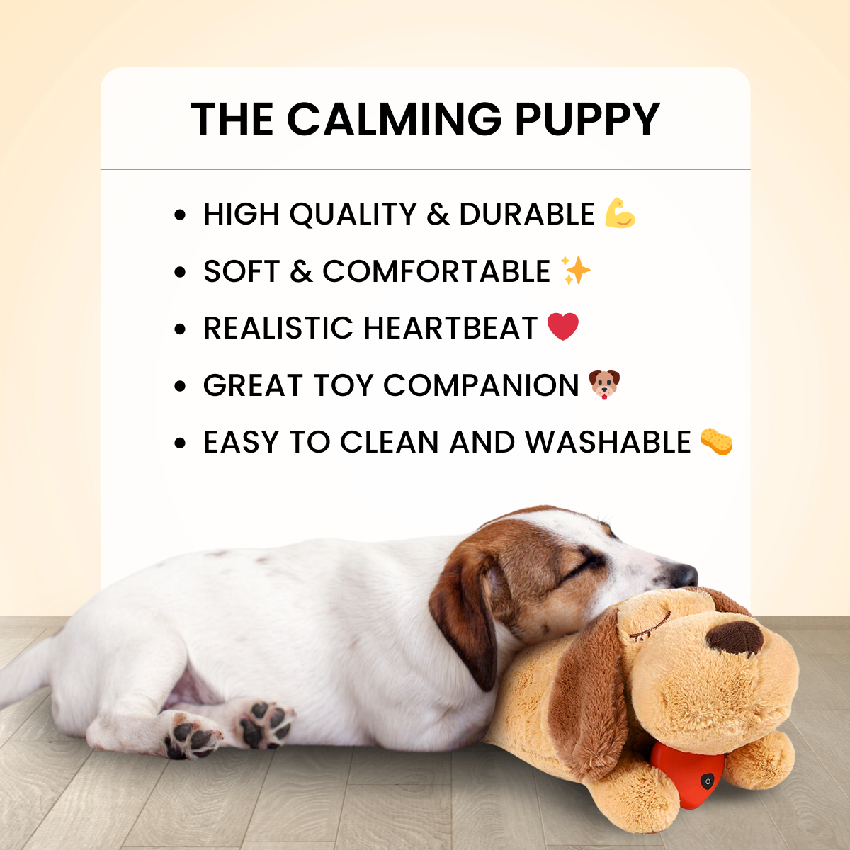 Pawellure Comforting Heartbeat Puppy Toy for Dog Anxiety Relief - Plush Cuddle Companion for Peaceful Sleep