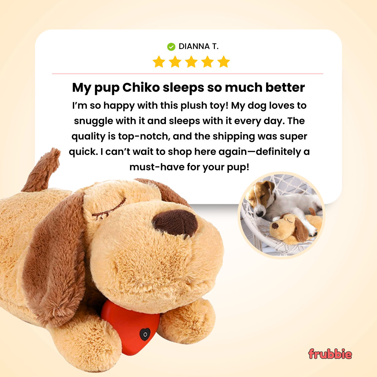 Pawellure Comforting Heartbeat Puppy Toy for Dog Anxiety Relief - Plush Cuddle Companion for Peaceful Sleep