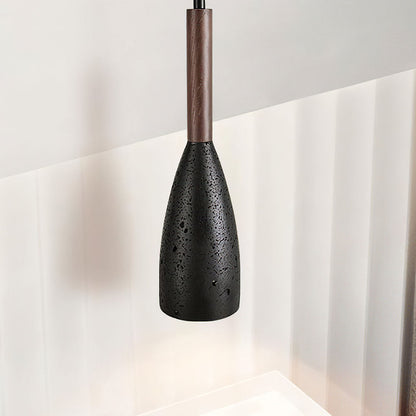 RoyaleGlow Travertine & Wood Pendant Light – Modern Minimalist Ceiling Fixture for Kitchen Island