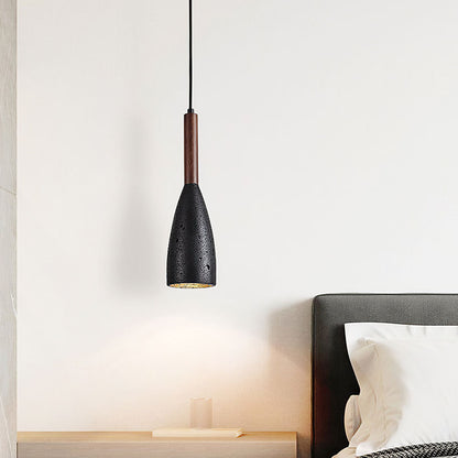 RoyaleGlow Travertine & Wood Pendant Light – Modern Minimalist Ceiling Fixture for Kitchen Island