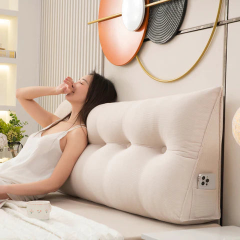 RoyaleGlow Luxury Wedge Pillow - Ergonomic Support for Bed & Sofa - Gray / Small - 100x50x20cm