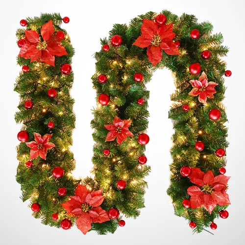 Royallure LED Rattan Christmas Garland – 2.7M Artificial Wreath for Home & Party Decor