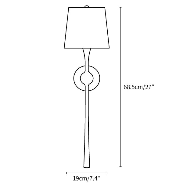 Royelux Modern Brass Wall Sconce with White Fabric Shade