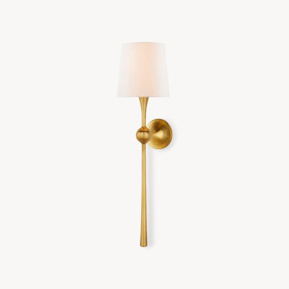 Royelux Modern Brass Wall Sconce with White Fabric Shade