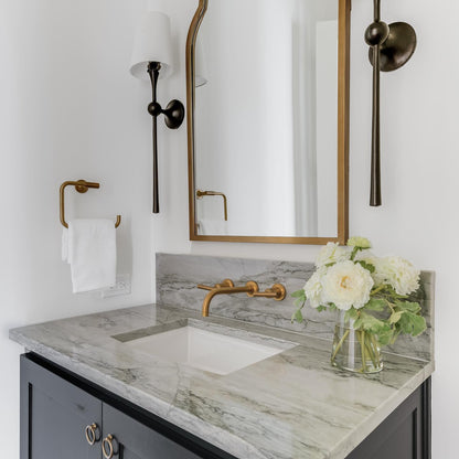 Royelux Modern Brass Wall Sconce with White Fabric Shade