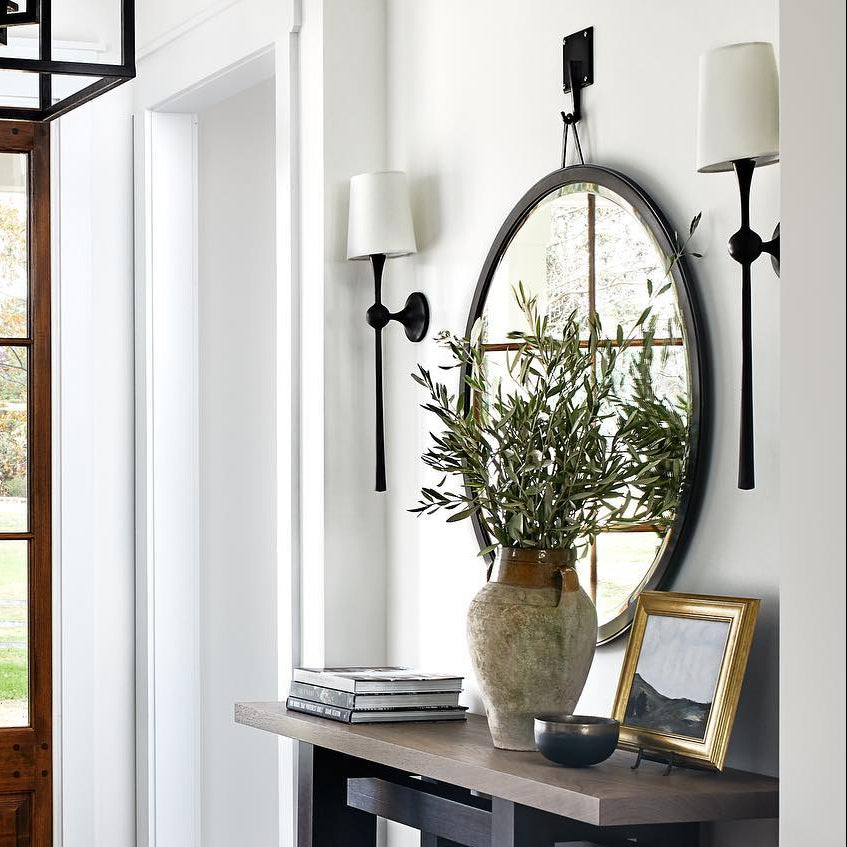 Royelux Modern Brass Wall Sconce with White Fabric Shade