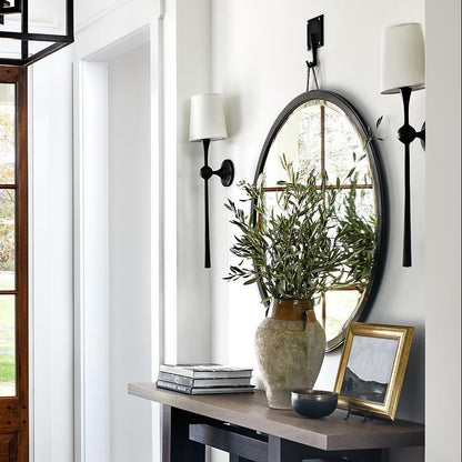 Royelux Modern Brass Wall Sconce with White Fabric Shade