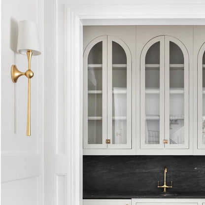 Royelux Modern Brass Wall Sconce with White Fabric Shade