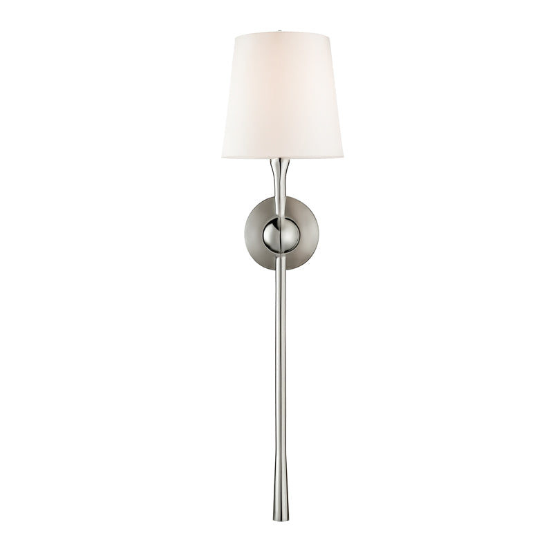 Royelux Modern Brass Wall Sconce with White Fabric Shade