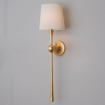 Royelux Modern Brass Wall Sconce with White Fabric Shade
