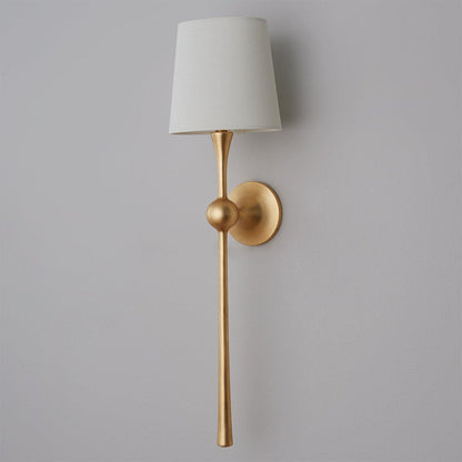 Royelux Modern Brass Wall Sconce with White Fabric Shade