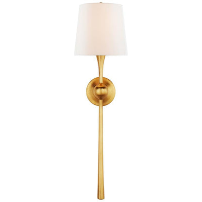 Royelux Modern Brass Wall Sconce with White Fabric Shade