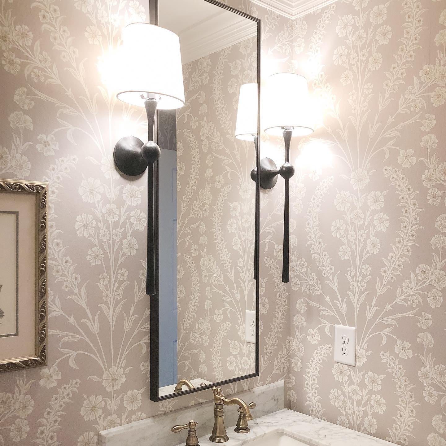 Royelux Modern Brass Wall Sconce with White Fabric Shade