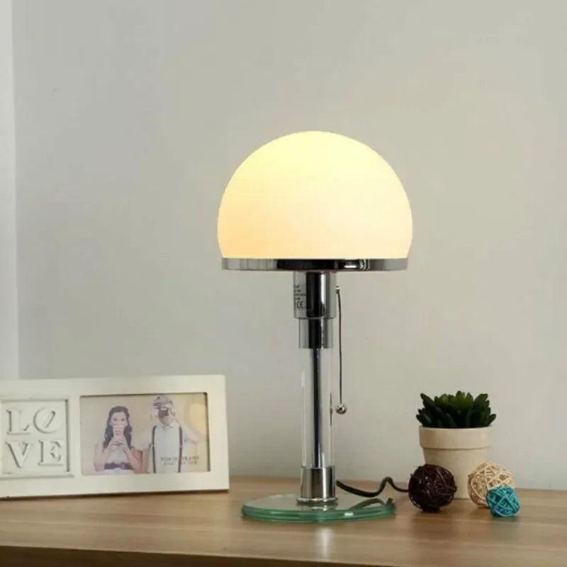 RoyaleGlow Modern Dome Table Lamp - Sleek Metal & Glass Design, 5W LED, Button On/Off-Royale Basic