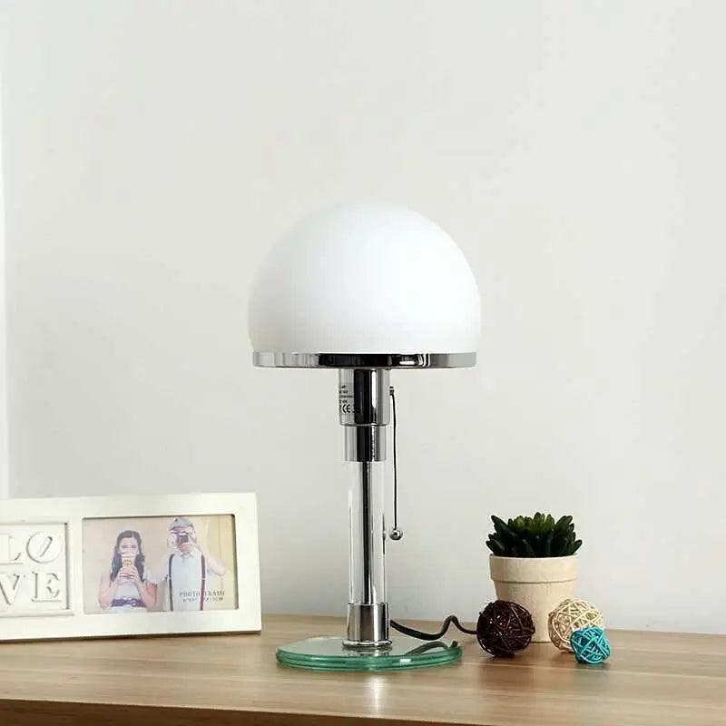 RoyaleGlow Modern Dome Table Lamp - Sleek Metal & Glass Design, 5W LED, Button On/Off-Royale Basic
