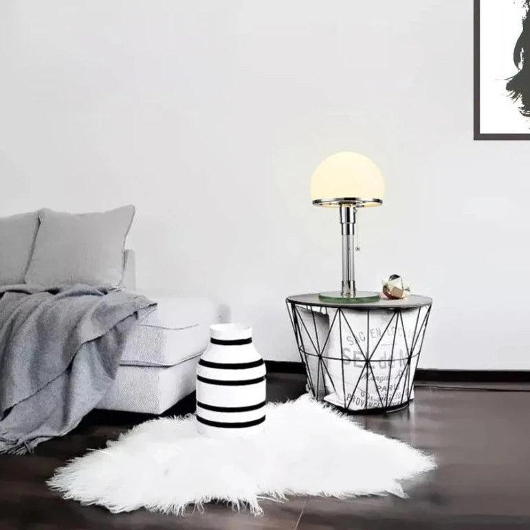 RoyaleGlow Modern Dome Table Lamp - Sleek Metal & Glass Design, 5W LED, Button On/Off-Royale Basic