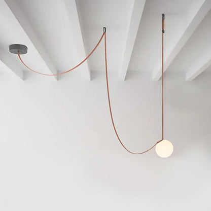 Danish Leather Strap Hanging Studio Ceiling Lamp 0