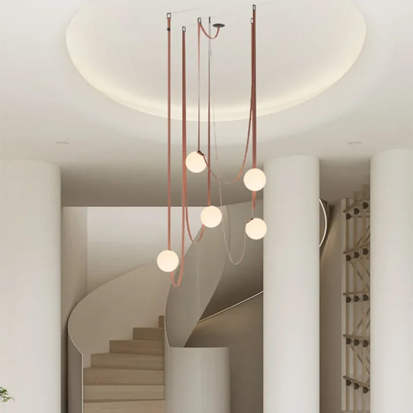 Danish Leather Strap Hanging Studio Ceiling Lamp 3