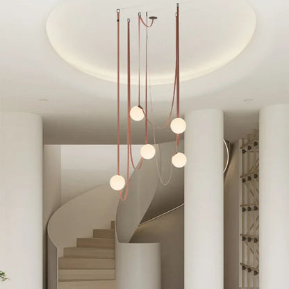 Danish Leather Strap Hanging Studio Ceiling Lamp 3