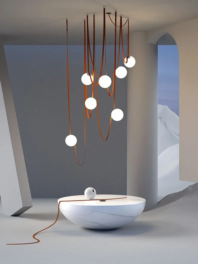 Danish Leather Strap Hanging Studio Ceiling Lamp 5