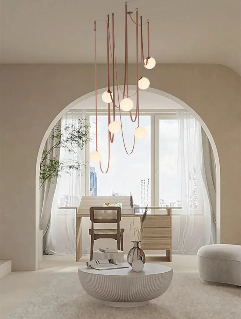 Danish Leather Strap Hanging Studio Ceiling Lamp 6