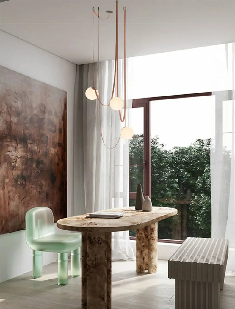Danish Leather Strap Hanging Studio Ceiling Lamp 7