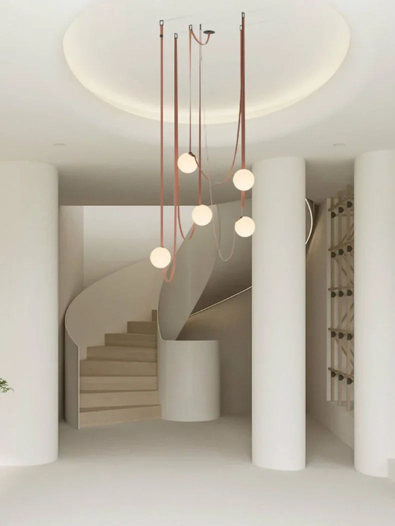 Danish Leather Strap Hanging Studio Ceiling Lamp 8