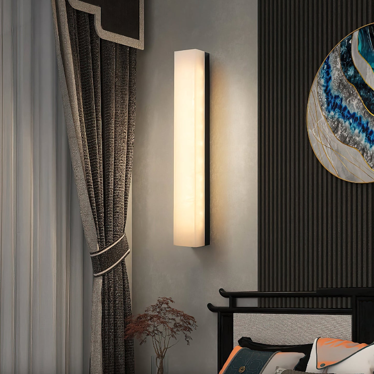 RoyaleGlow Modern Alabaster Wall Sconce - Elegant Geometric Lighting