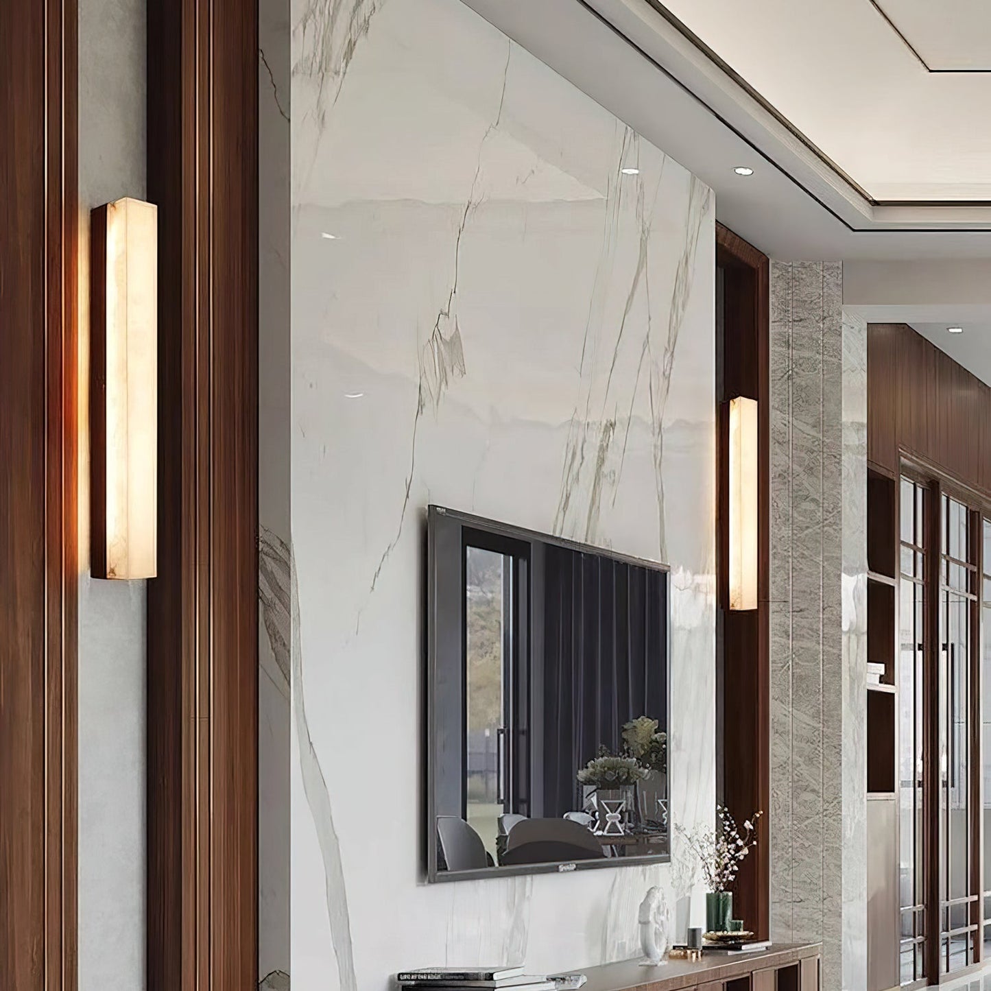 RoyaleGlow Modern Alabaster Wall Sconce - Elegant Geometric Lighting