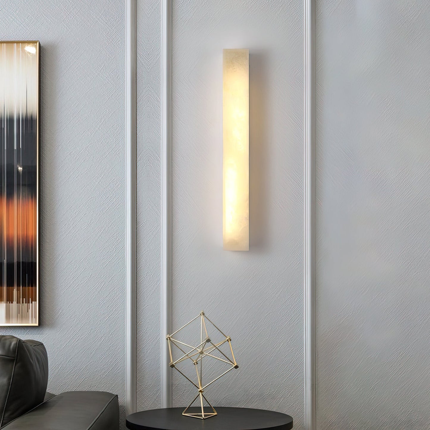 RoyaleGlow Modern Alabaster Wall Sconce - Elegant Geometric Lighting