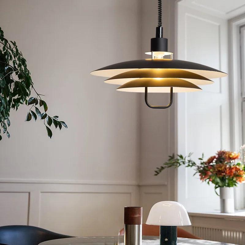 RoyaleGlow Danish Layered Pendant Light - Adjustable Height, Scandinavian Modern Ceiling Fixture-Royale Basic