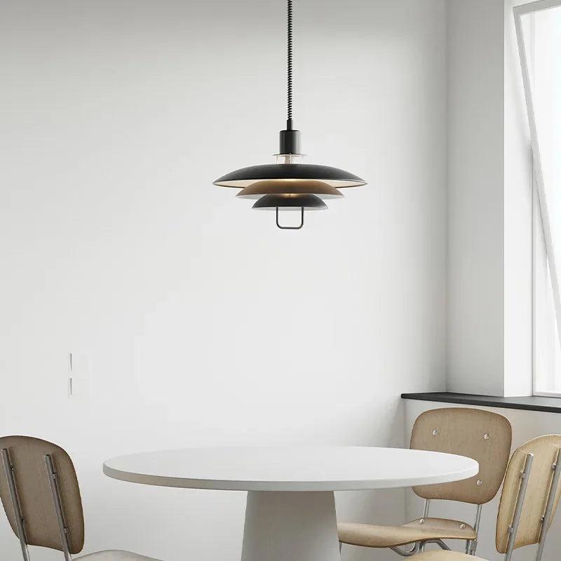 RoyaleGlow Danish Layered Pendant Light - Adjustable Height, Scandinavian Modern Ceiling Fixture-Royale Basic