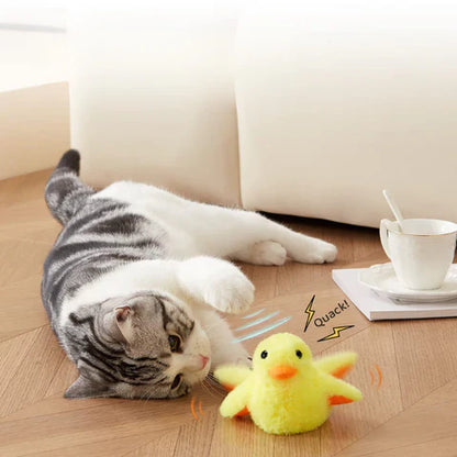 Pawellure Interactive Flapping Duck Cat Toy - Rechargeable Squeaky Plush for Feline Fun and Stimulation