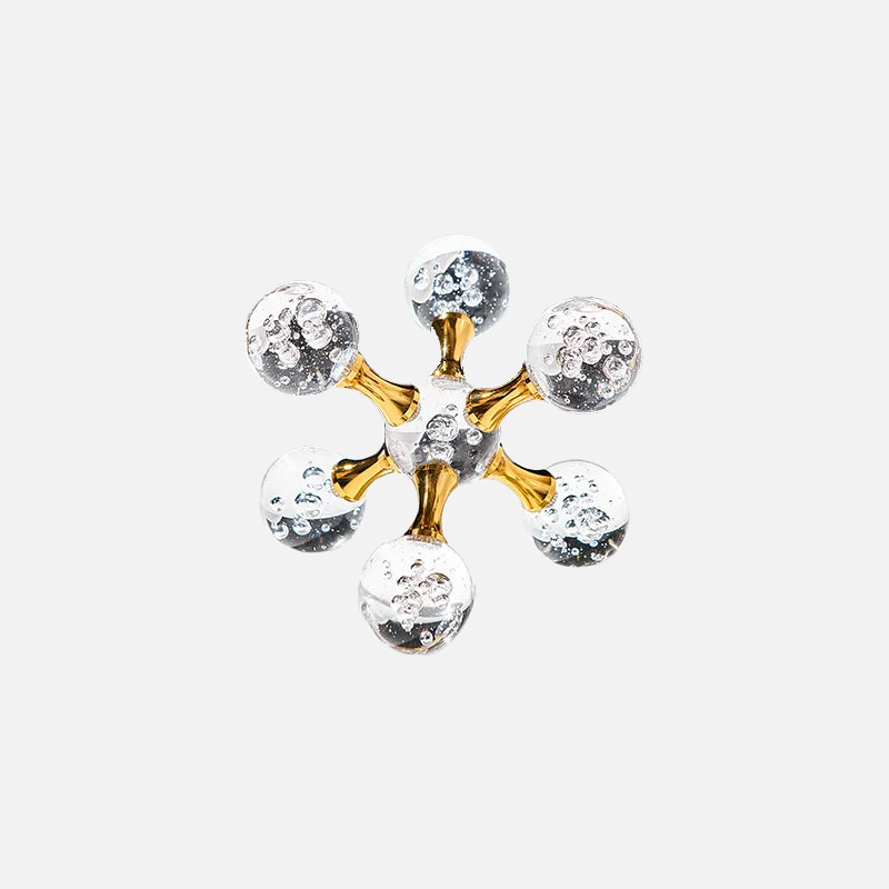 Desk Ornament Paperweight Glass Metal Bubble Star Design Gold Finish