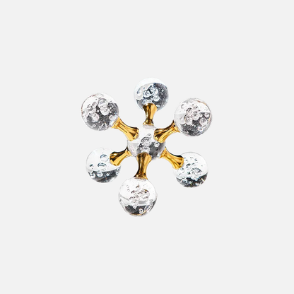 Desk Ornament Paperweight Glass Metal Bubble Star Design Gold Finish